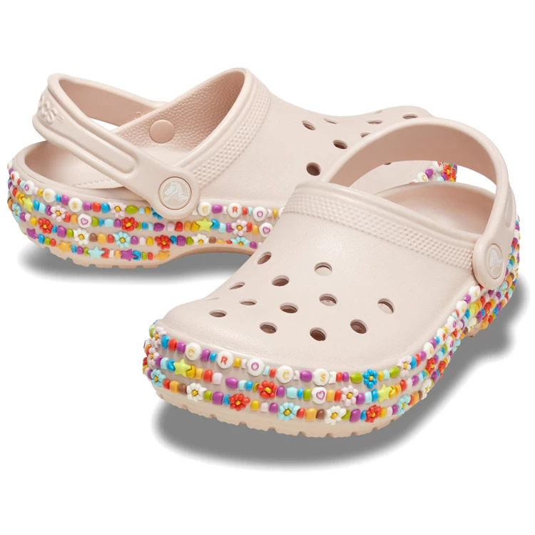 Slapi Crocs Classic Beaded Band Clog T pt Femei / 23-24 / Roz photo 4