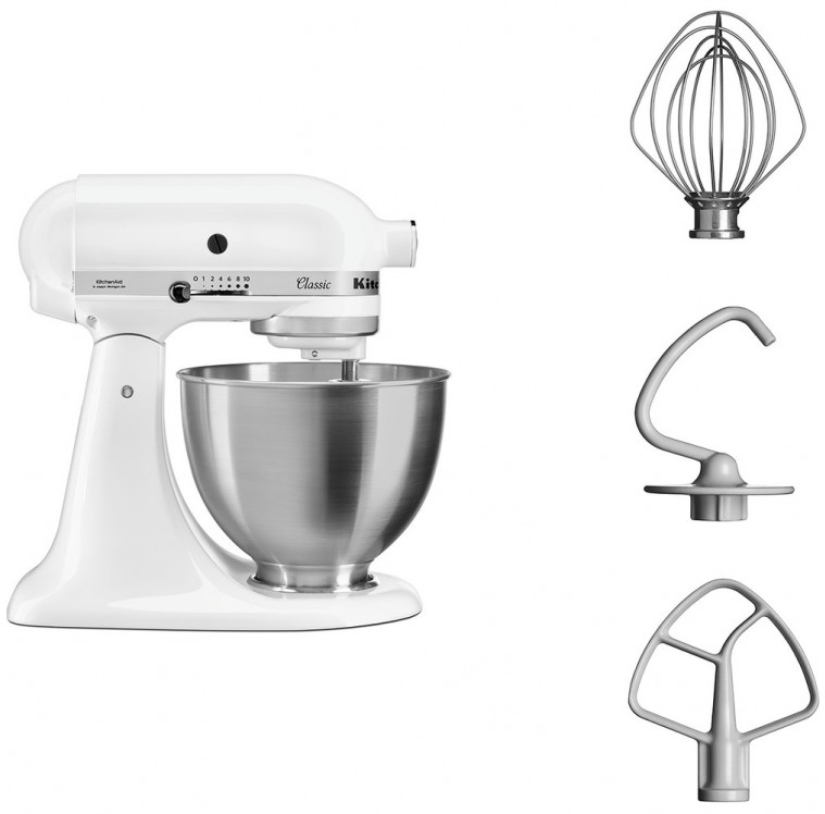 Mixer Stationar KitchenAid 5K45SSEWH / 10 viteze / Alb photo 5