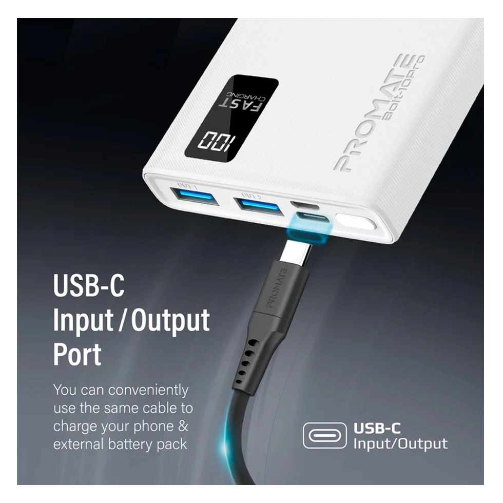 Внешний аккумулятор Promate 10 BOLT-10 Pro White photo 7
