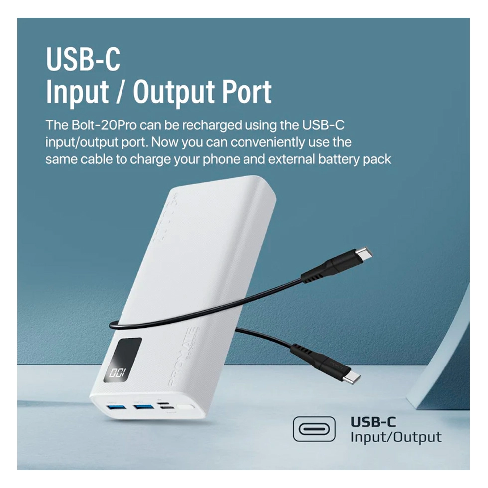Внешний аккумулятор Promate 20 BOLT-20Pro White photo 8