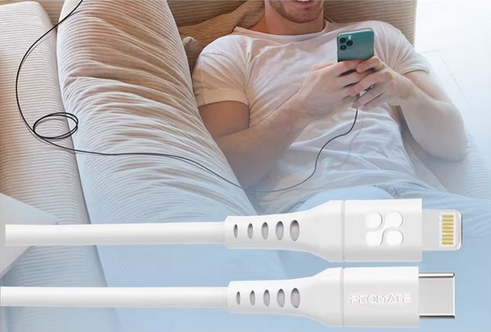 Cablu USB Type-C - Lightning Promate AISPOWERLINK300WH 3 /3m /Alba photo 2
