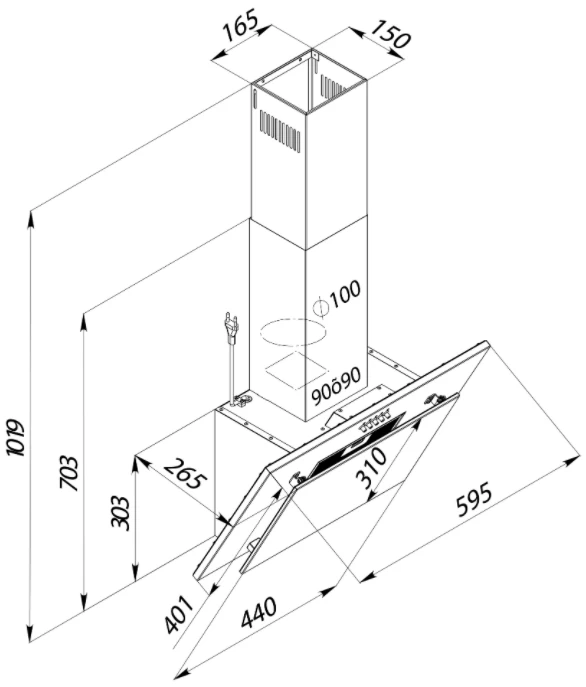 Вытяжка Pyramida NL 60 WH / Наклонная / До 12 кв.м / Белый photo 12