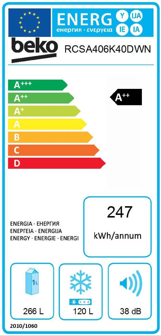 Frigider cu doua usi Beko RCSA406K40DWN / 386 l / 202.5 cm / E / Alb photo 5