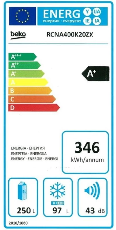 Холодильник двухдверный Beko RCNA400K20ZXP / 347 л / 201 см / A+ / Серый photo 4
