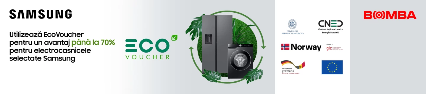 Participa la programul EcoVoucher și schimbă electrocasnicele Samsung