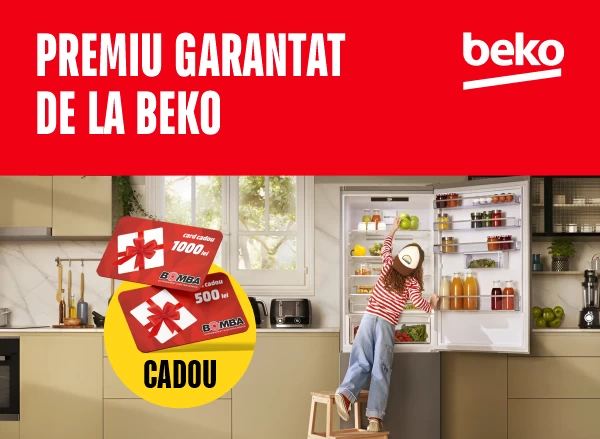 Card cadou de până la 1000 lei la achiziția electrocasnicelor Beko
