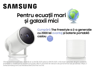 Cumpărați un proiector Samsung The Freestyle și obțineți o baterie gratuită!