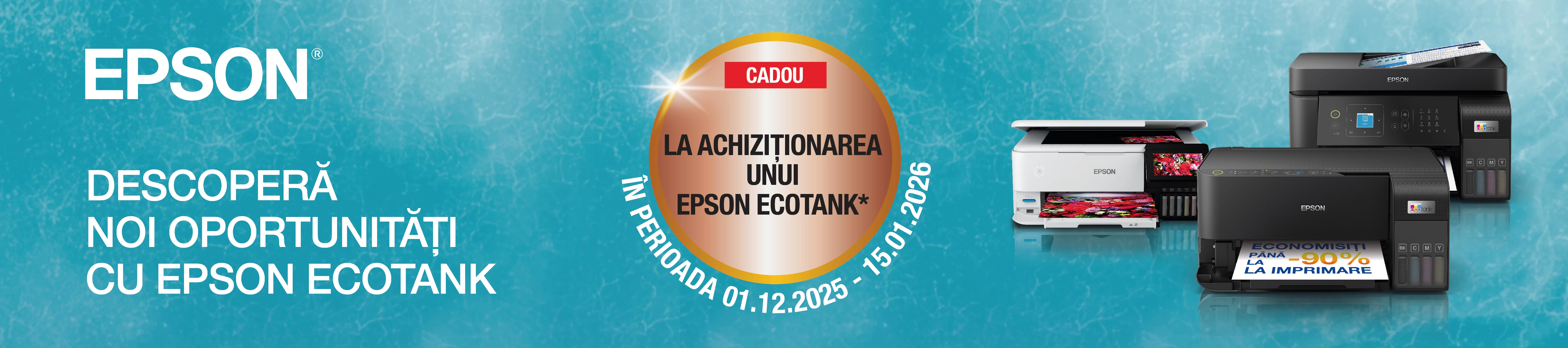 Cumpără un Epson EcoTank și primește un certificat cadou BOMBA în valoare de 300 lei
