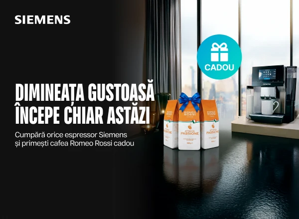 Cumpărați un espressor Siemens și beneficiați de cafea boabe gratis!