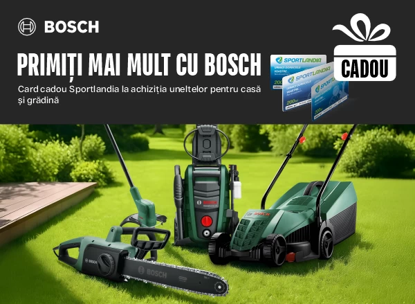 Reduceri de până la -35% la tehnica de grădină Bosch + Card cadou Sportlandia